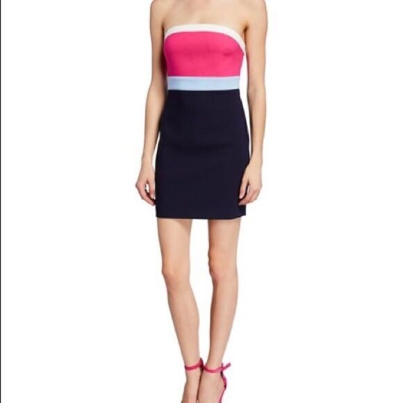 Revolve Likely Marena Tube Mini Strapless Bodycon Dress in Pink Navy Colorblock - Picture 1 of 13